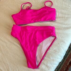 Bright pink swimsuit